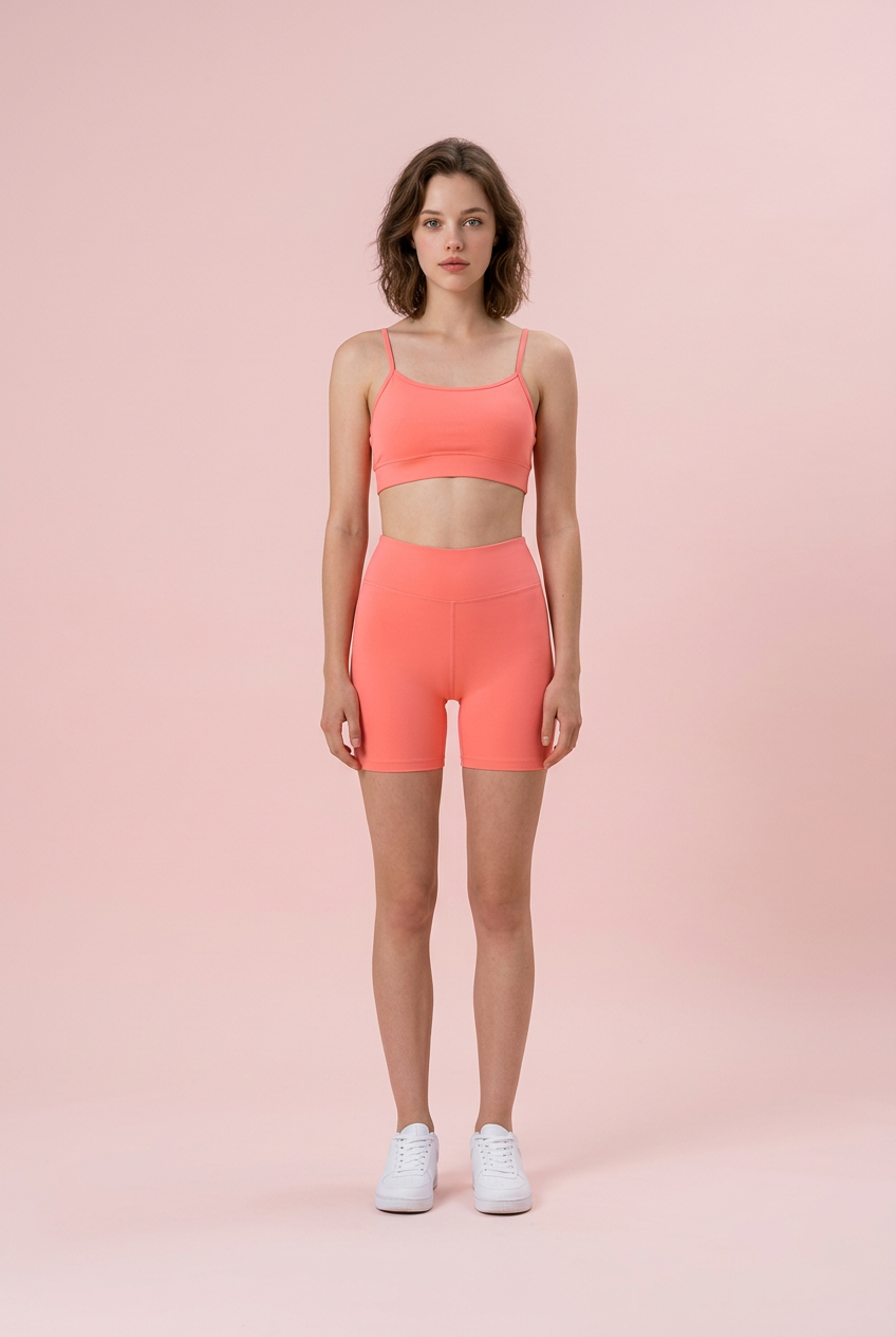 Conjunto em cotton esportivo Rosa Neon