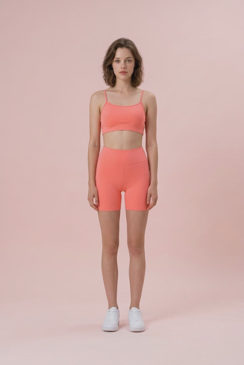 Conjunto em cotton esportivo Rosa Neon